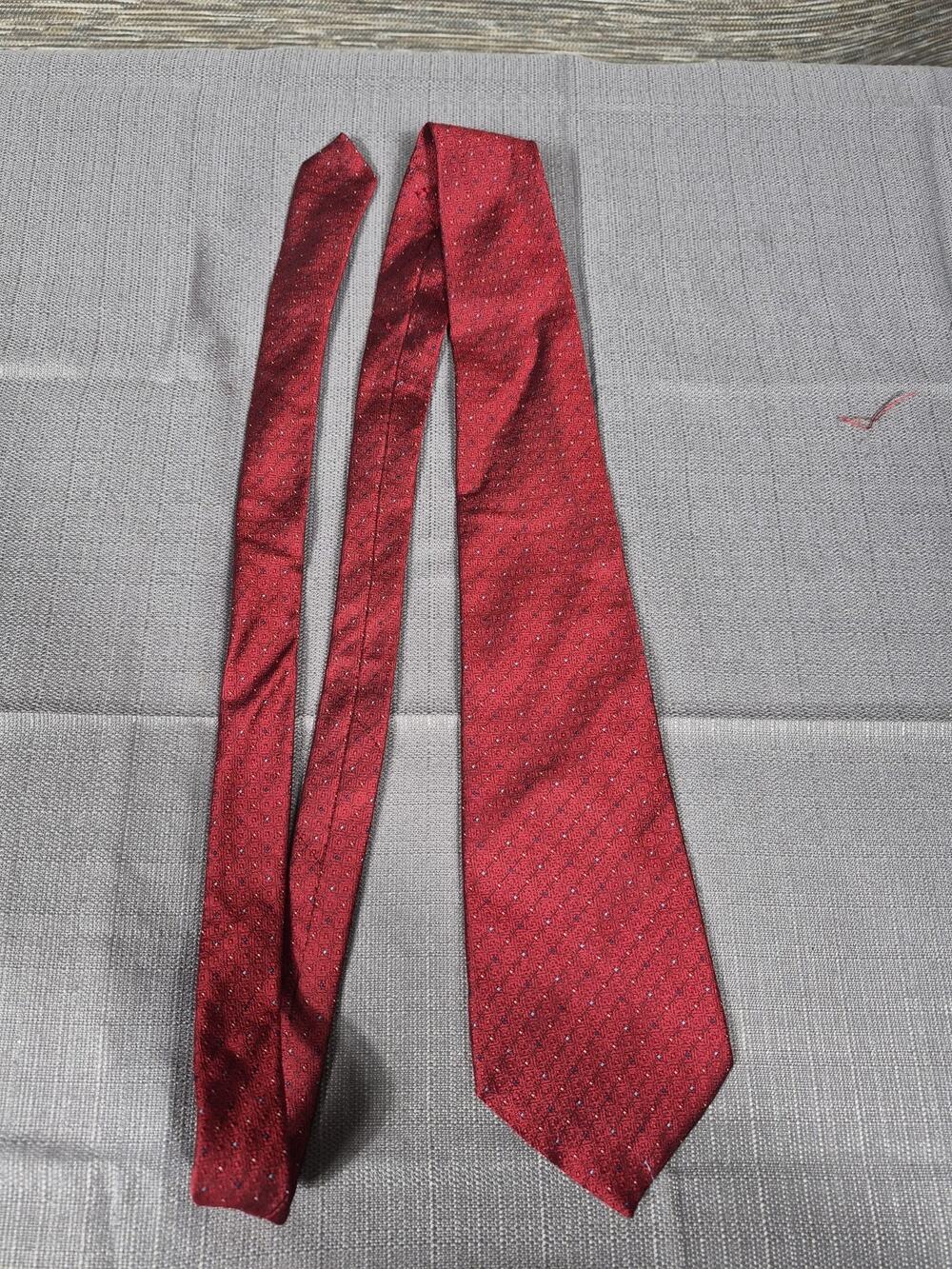 Mens Red Geometric Tie Classic Pointed Necktie One Size Dress Business
